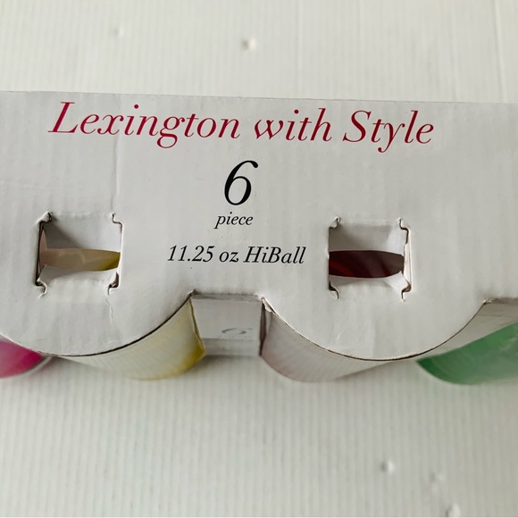 Set of 6 high water fruit juice glasses with 6 different colored bottoms NWT - Picture 7 of 9